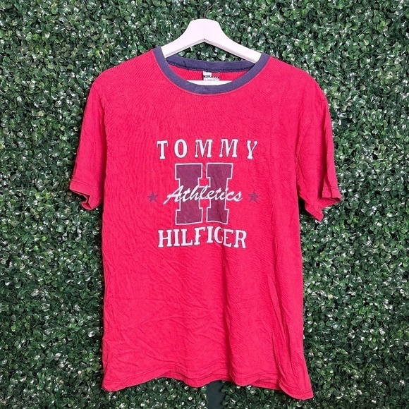 Vintage VTG Mens Tommy Hilfiger Red Short Sleeve T-Shirt Size XL Made in USA Tag - Picture 1 of 4